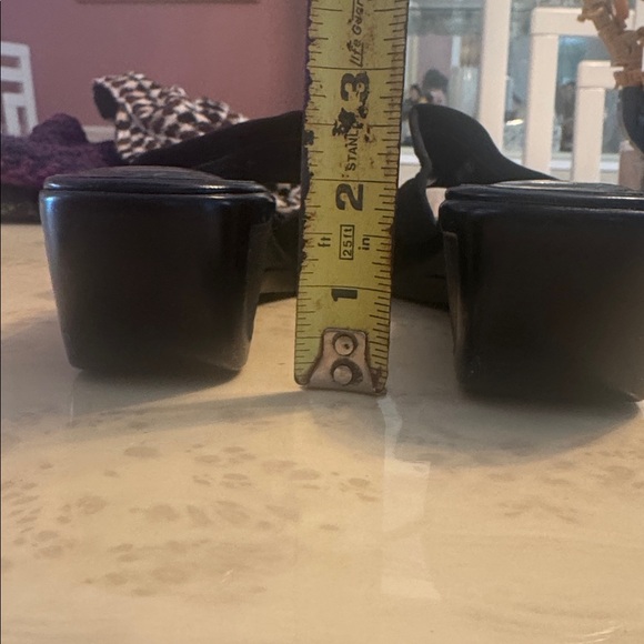 Stuart Weitzman Black Wedge Slide Sandals Size 7 1/2 - Picture 7 of 7